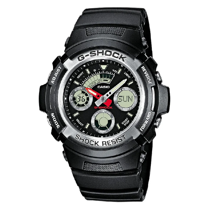 Men's Quartz Movement Digital Watches-Casio G-Shock Watch Analogue-Digital Black AW-590-1AER