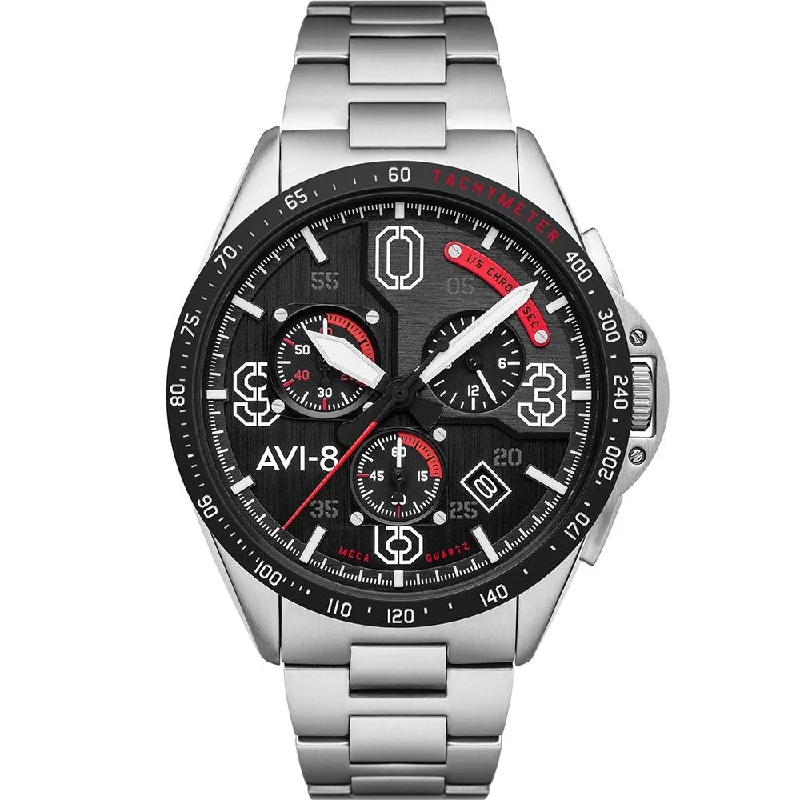 Men's Field Watches Automatic Wind Edition-AVI-8 Men's Black P-51 Mustang Chronograph Watch AV-4077-11