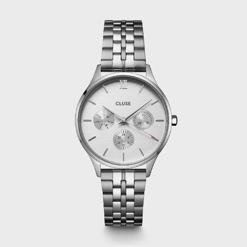 Women's Mechanical Watch Reviews-Minuit Multifunction Watch Steel, Full Silver Colour