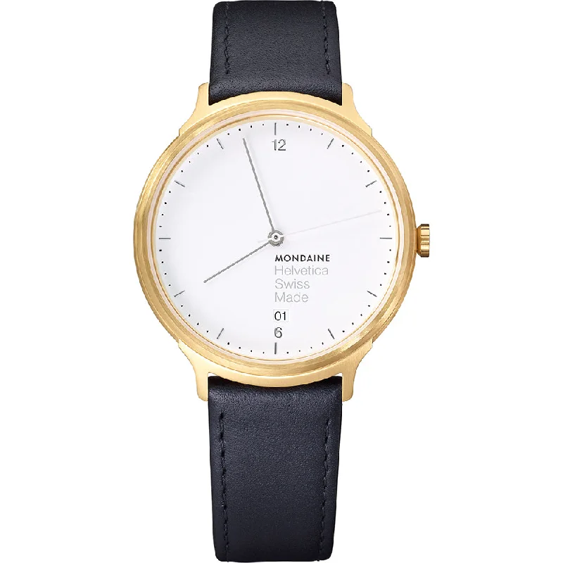 Unisex Vintage Design Watches-Mondaine Watch Helvetica No1 Light Black MH1.L2211.LB