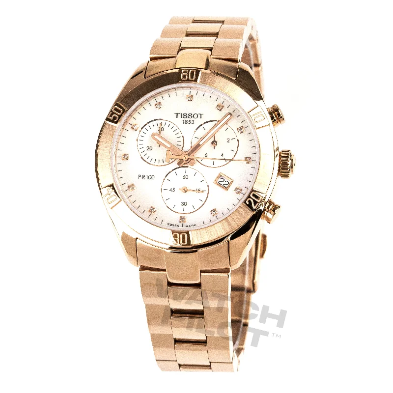 Men's Swiss Romantic Dinner Edition-Tissot Ladies Watch PR 100 Sport Chronograph 38mm  White Rose Gold T1019173311600