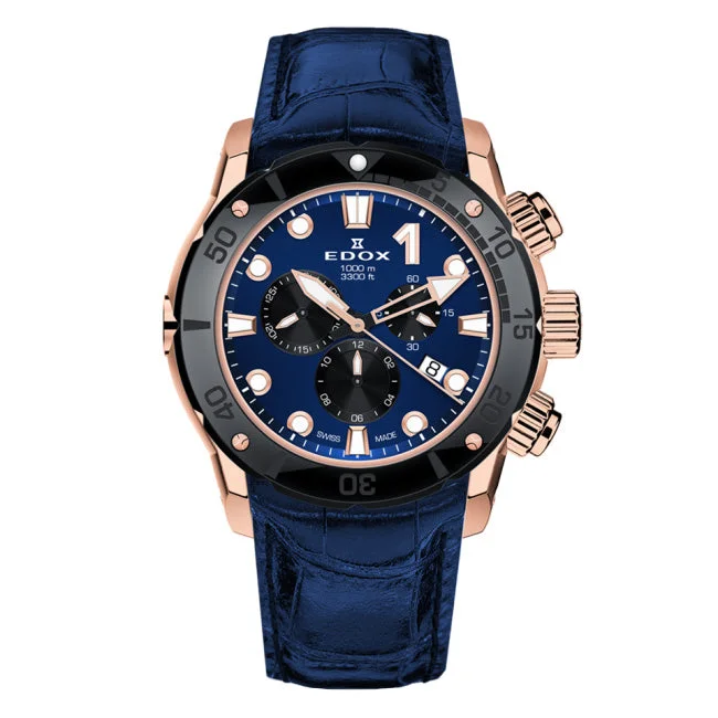Men's Swiss Office Wear Edition-Edox Men's Watch CO-1 Chronograph Blue 10242-TINR-BUIRN