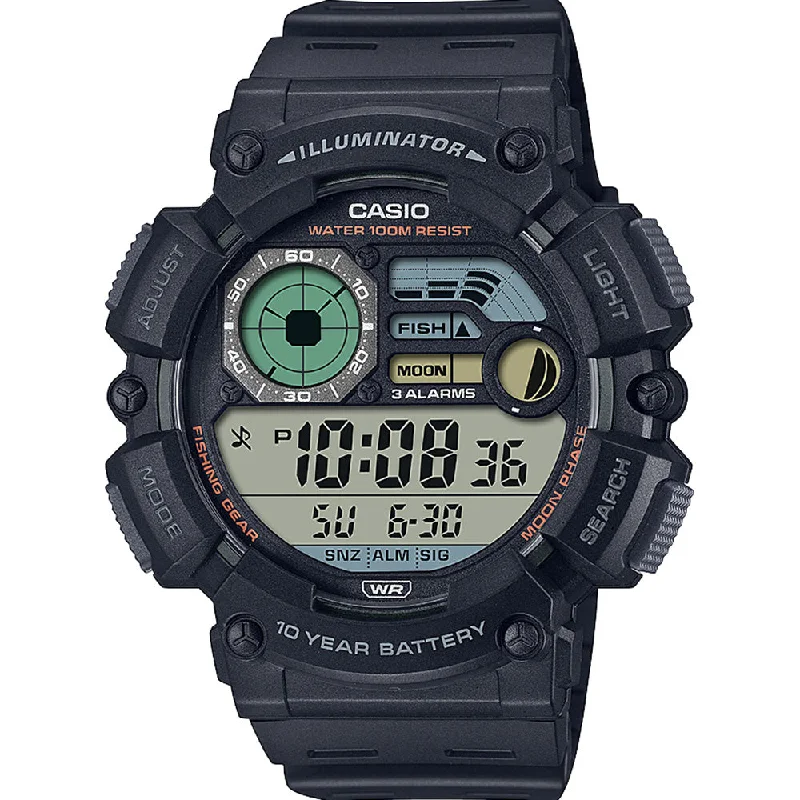 Mens Medium Size Smart Watches-Casio WS1500H-1 Fish HD Digital