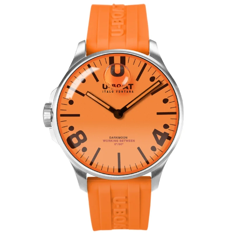 Men's Holiday Season Design Dress Watches-U-Boat 8965 Men's Darkmoon 44mm Orange SS  Watch