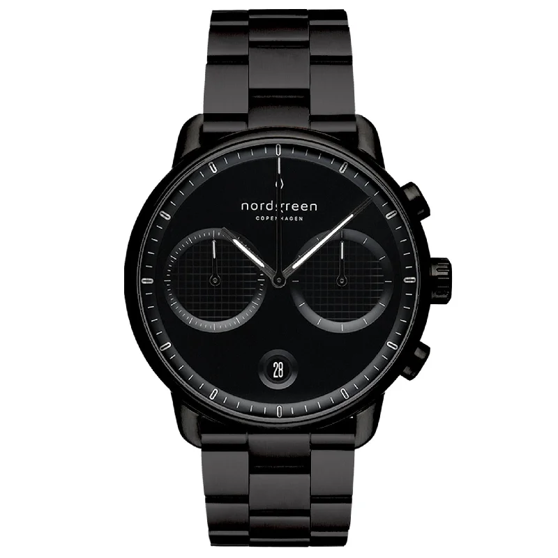 Men's Stylish Design Dress Watches-Nordgreen Pioneer Black Stainless Steel 42mm Black Case Watch