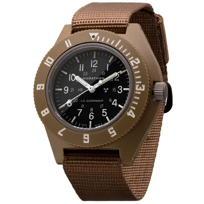 Men's Nylon Field Watches-Marathon Desert Tan Pilot's Navigator - 41mm US Government Marked Ballistic Nylon Desert Tan WW194001-S-DT-B Men's Nylon Field Watches-Marathon Desert Tan Pilot's Navigator - 41mm US Government Marked Ballistic Nylon Desert Tan WW194001-S-DT-B