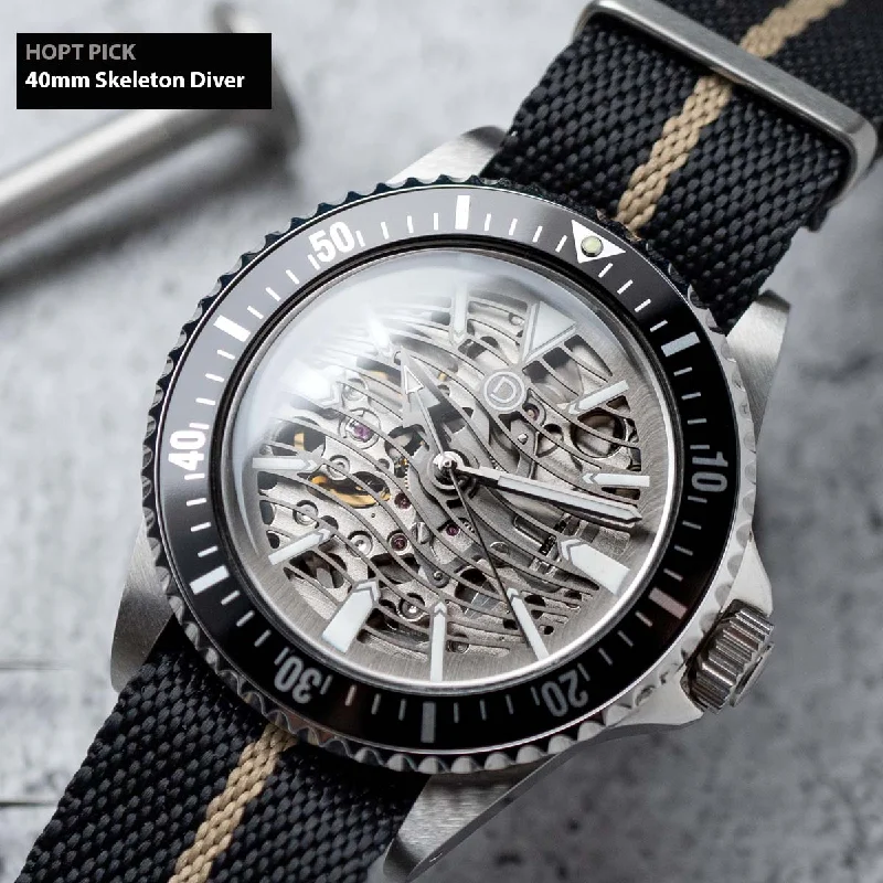 Skeleton Men's Watches Under $200 -HOT PICK - 40mm Vintage Skeleton Dive Watch Kit (Seiko NH70) with tools and video instructions