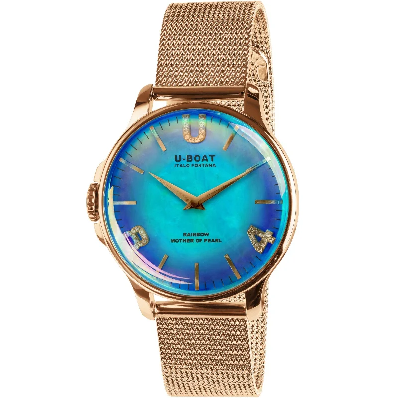 Men's Swiss Made Design Dress Watches-U-Boat 8475/MT Ladies Gold Rainbow Watch