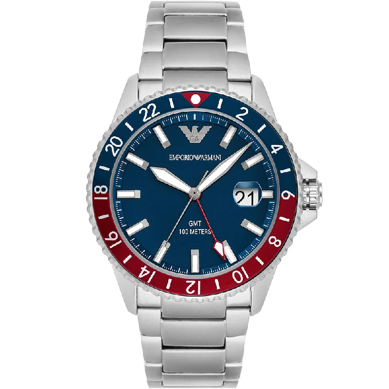Men's GMT Watches with 200m Water Resistance -Emporio Armani World Explorer AR11590 Diver GMT Men's GMT Watches with 200m Water Resistance -Emporio Armani World Explorer AR11590 Diver GMT