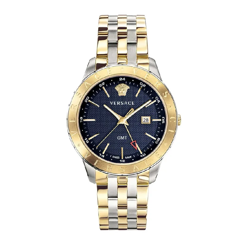 Men's Swiss Designer Edition-Versace Men's Watch Univers GMT Blue Two-Tone Bracelet VEBK01019