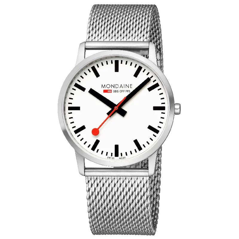 Unisex Party Wear Design Watches-Mondaine Simply Elegant Unisex White Watch A638.30350.16SBZ Unisex Party Wear Design Watches-Mondaine Simply Elegant Unisex White Watch A638.30350.16SBZ