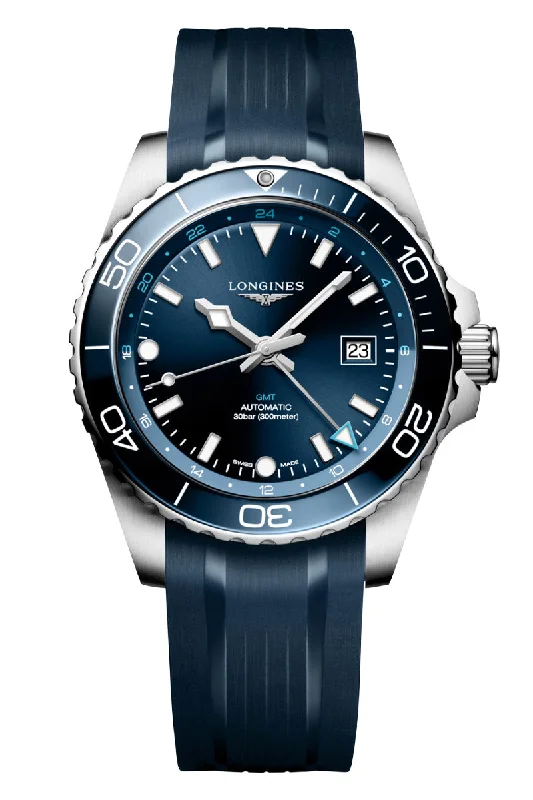 Men's Oval Case Style Dress Watches-Longines HydroConquest GMT 43mm L3.890.4.96.9