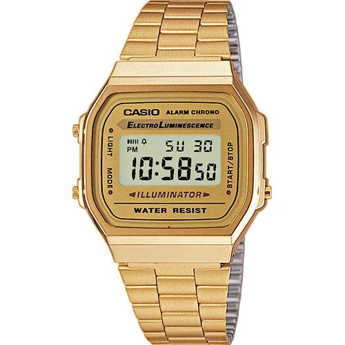 Women's Modern Style Mechanical Watches-Casio vintage A168WG-9EF illuminator dorato