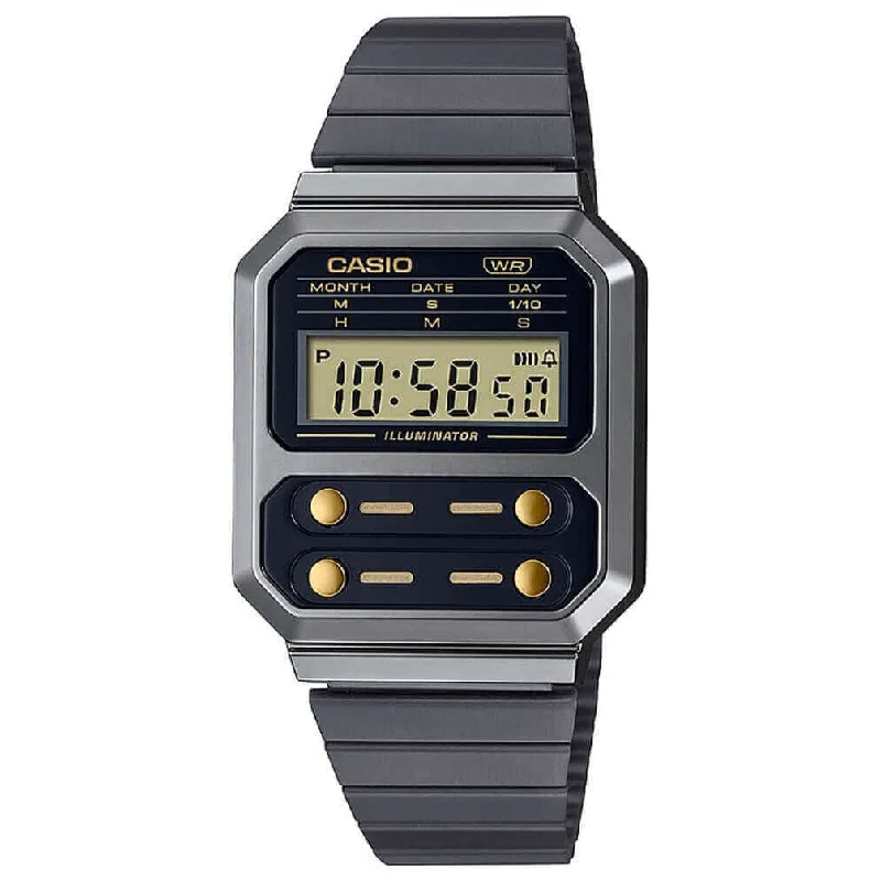 Unisex Birthday Design Watches-Casio Vintage Unisex Grey Watch A100WEGG-1A2EF