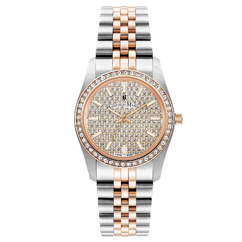 Men's Leather Strap Dress Watches-Jacques Du Manoir Ladies Inspiration Glamour Two-Tone Watch JWL01104