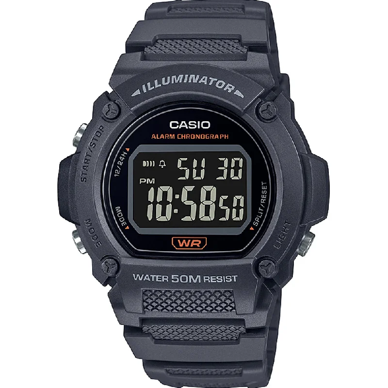 Mens Office Wear Design Smart Watches-Casio W219H-8 Grey Digital Watch