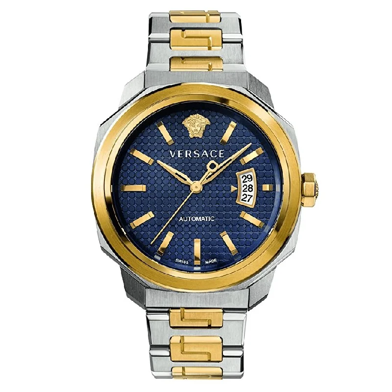 Men's Swiss Watch Movements-Versace Men's Watch Dylos Automatic  Blue Two-Tone VEAG00222