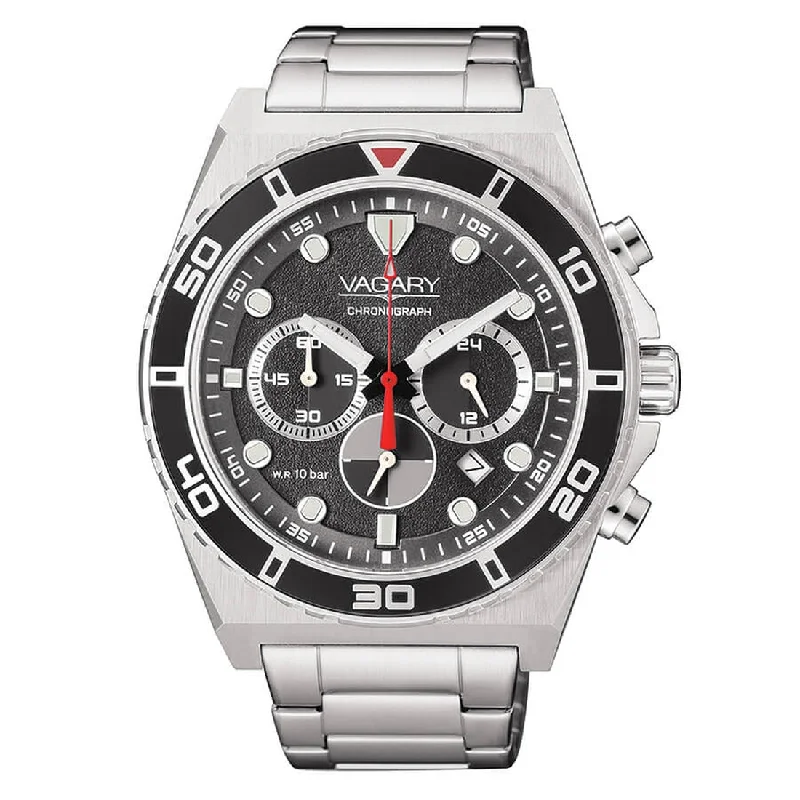 Men's Rectangular Case Design Sports Watches-Cronografo Vagary Acqua by Citizen IV4-713-51 quadrante nero