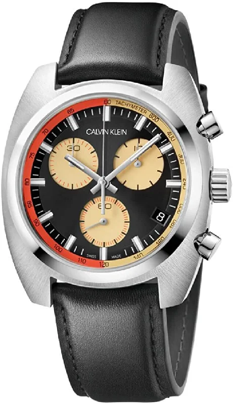Men's Swiss Solar Powered Edition-Calvin Klein Men's Watch Achieve Chronograph Black K8W371C1
