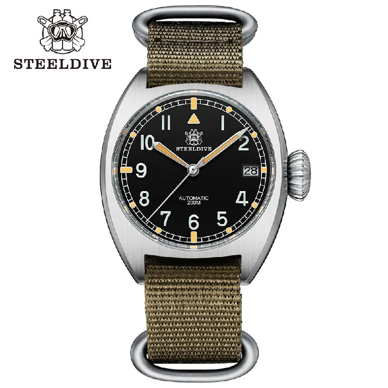 Military Watches for Men with Multiple Time Zones -Steeldive SD1907 Automtic British Military W10 Field Watch Military Watches for Men with Multiple Time Zones -Steeldive SD1907 Automtic British Military W10 Field Watch