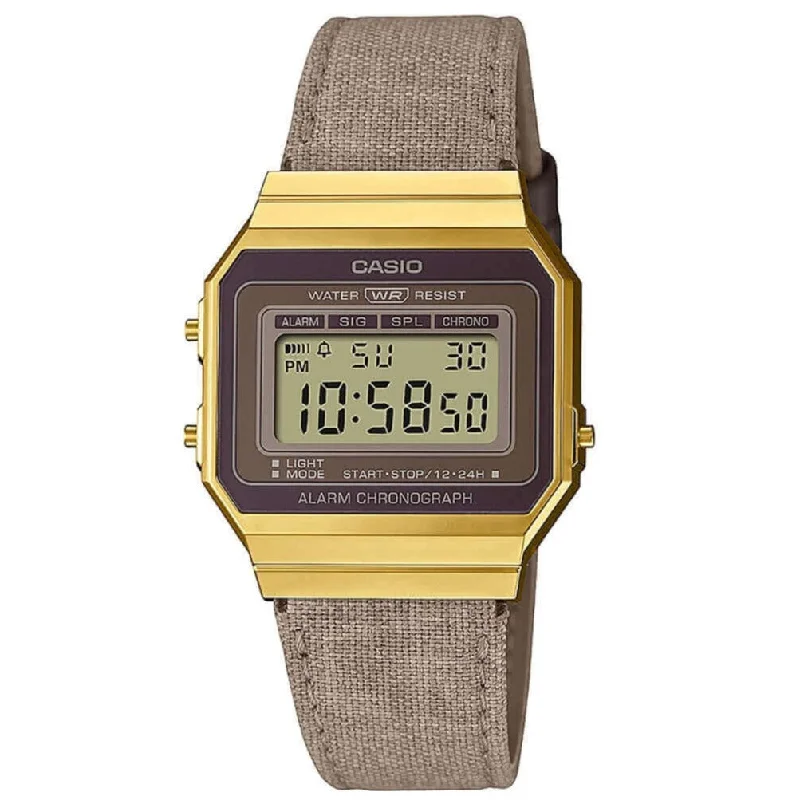 Unisex Date Night Style Watches-Casio Retro Vintage A700 Unisex Brown Watch A700WEGL-5AEF