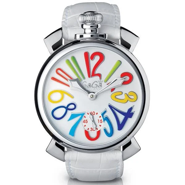 Men's Field Watches Dial Replacement-Gaga Milano Men's White Skeleton Mechanical Watch 5010.01S