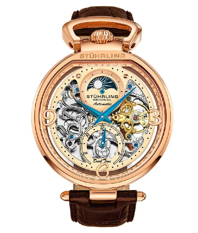 Beige Dial / Rose Case / Brown Leather Strap Rose Gold Layered Deployant Buckle