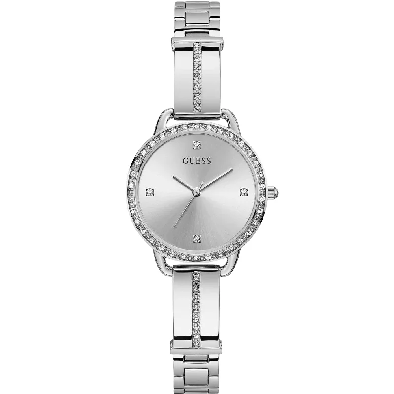 Men's Retro Style Slim Watches-Guess Bellini Ladies Silver Watch GW0022L1