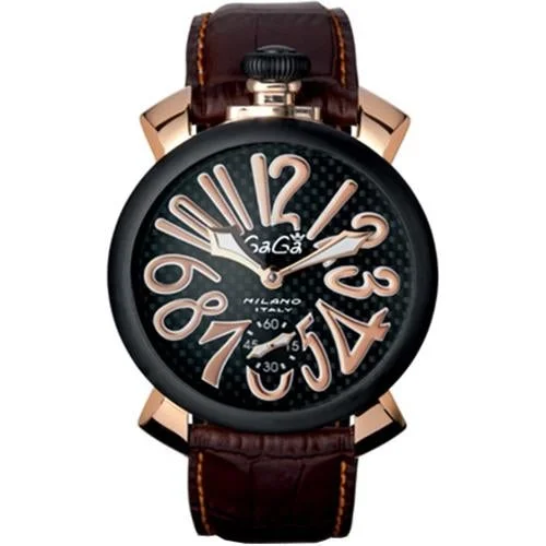 Men's Rotating Bezel Field Watches-Gaga Milano Men's Black Manuale Mechanical Watch 5014.01S Men's Rotating Bezel Field Watches-Gaga Milano Men's Black Manuale Mechanical Watch 5014.01S