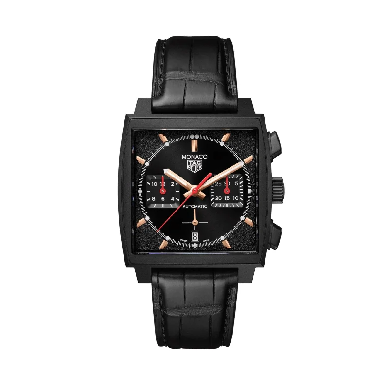 Men's Swiss Automatic Wind Edition-Tag Heuer Monaco Men's Black Special Edition Chronograph Watch