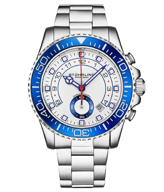 Men's Dive Watches with Date and Day -Brigadier Quartz Chronograph 42mm Diver With Stainless Steel Deployant Buckle