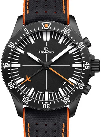 Men's Chronograph Watches with Dual Time Zone -DC82 Orange Black  - Central Minutes Chrono