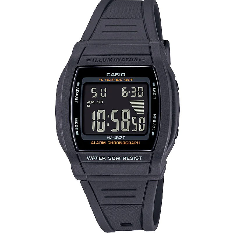 Mens Anniversary Design Smart Watches-Casio W201-1 LCD Digital Watch