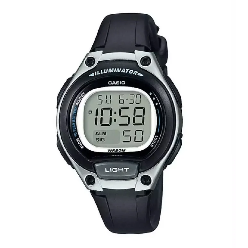 Unisex Cushion Case Style Watches-Casio Sports Unisex Black Digital Watch LW-203-1AVDF