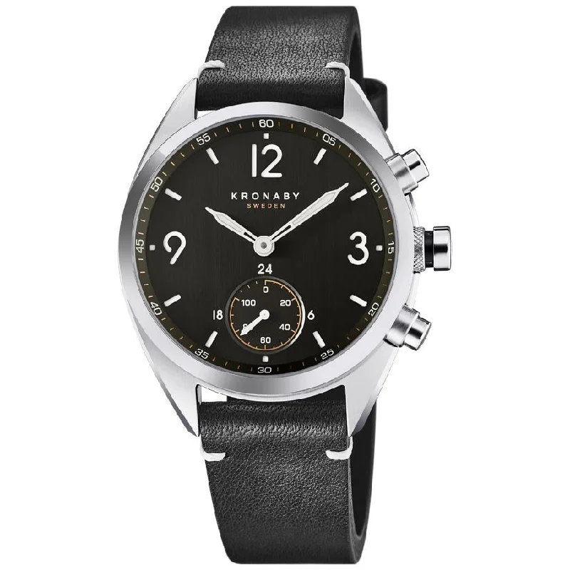 Men's Business Meeting Design Dress Watches-Kronaby S3114/1 Men's Black Apex Hybrid Smartwatch