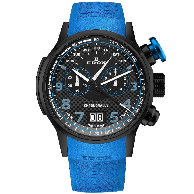 Men's Swiss Casual Wear Edition-Edox Men's Watch Chronograph Chronorally 38001 TINNBU3 NIBU3