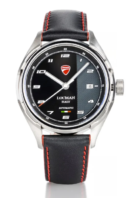Men's Classic Style Sports Watches-Orologio automatico Locman Ducati pelle D122A01S-00BKWHPKR