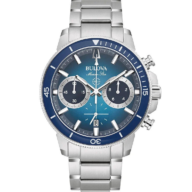 Men's Dive Watches with Durable Leather Strap -Bulova Marine Star 96B380 Chronograph Men's Dive Watches with Durable Leather Strap -Bulova Marine Star 96B380 Chronograph