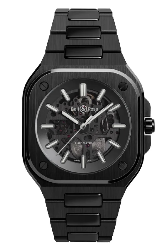 Men's Square Case Design Dress Watches-Bell & Ross BR05 Skeleton Black Ceramic BR05A-BL-SK-CE/SCE