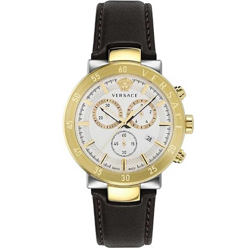 Men's Swiss Watch Romantic Dinner Edition-Versace Urban Mystique Men's Chronograph White Gold Watch VEPY01321