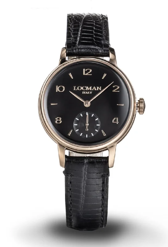 Women's Party Wear Style Mechanical Watches-Locman 1960 donna nero dorato rosa secondi pelle 0258R01R-RRBKRGPK Women's Party Wear Style Mechanical Watches-Locman 1960 donna nero dorato rosa secondi pelle 0258R01R-RRBKRGPK
