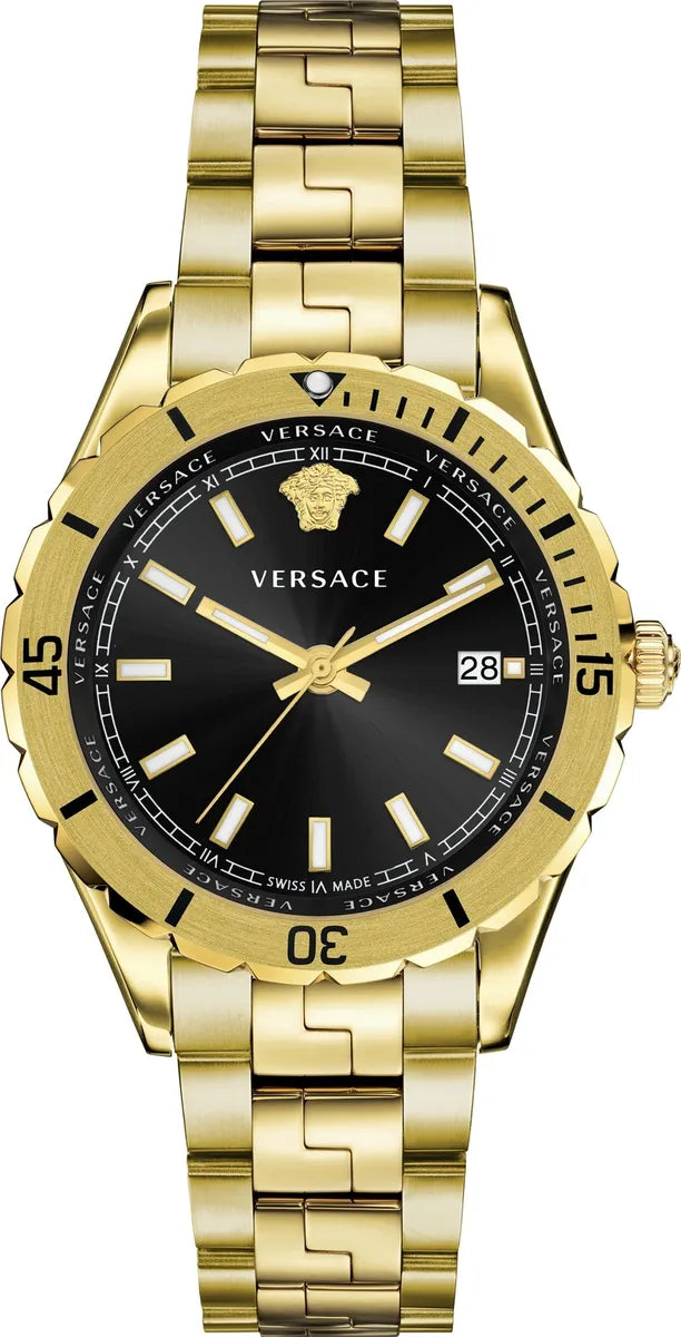 Men's Swiss Business Meeting Edition-Versace Men's Watch Hellenyium 42mm Gold Bracelet VE3A00820