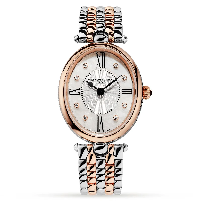 Men's Swiss Hybrid Edition-Frederique Constant Ladies Watch Art Deco Oval Steel Rose Gold FC-200RMPW2V2B