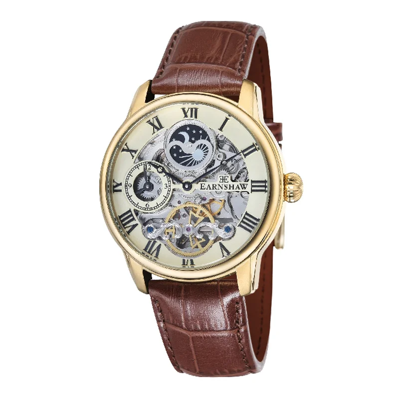 Men's Thick Case Style Dress Watches-Thomas Earnshaw Brown Longitude Automatic Watch ES-8006-06