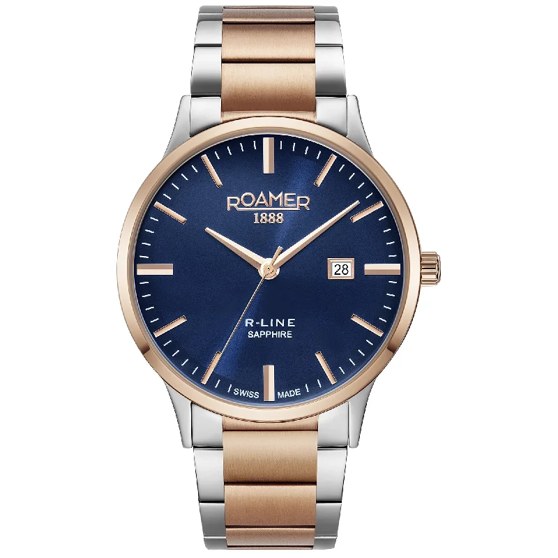 Men's Formal Event Design Men's Watches-Roamer Men's Two Tone R-Line Classic Watch 718833 47 45 70