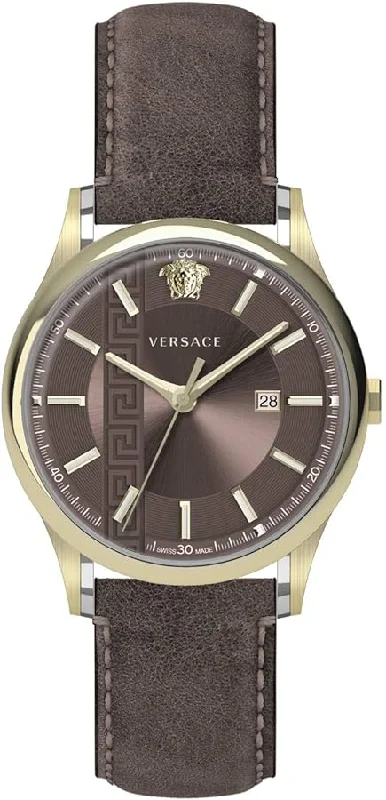 Men's Swiss Automatic Wind Edition-Versace Men's Watch Aiakos 44mm Brown Gold VE4A00320