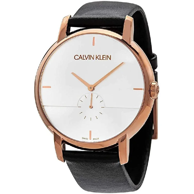 Men's Swiss Office Wear Edition-Calvin Klein Watch Established Silver Dial Rose Gold K9H2X6C6