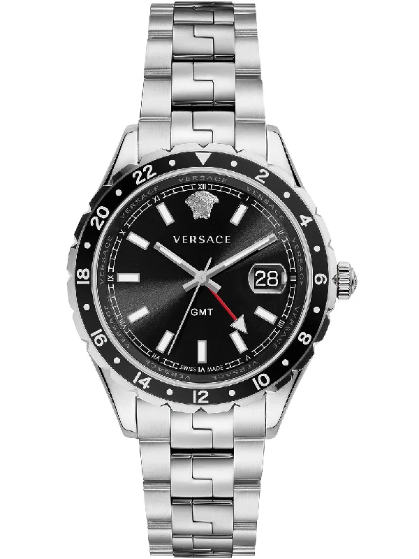 Men's Swiss Personalized Edition-Versace Men's Watch Hellenyium GMT Black Bracelet V11100017