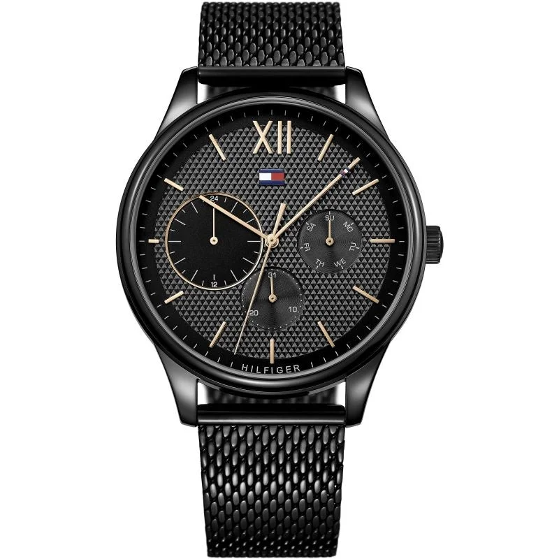 Men's Engagement Dress Watches-Tommy Hilfiger 1791420 Men's Damon Black Watch