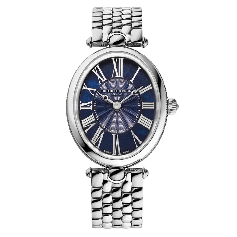 Men's Swiss Watch Date Night Edition-Frederique Constant Watch Ladies Art Deco Stainless Steel Blue FC-200MPN2V6B